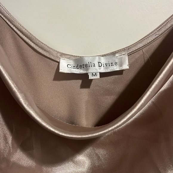 Satin Cowl Midi Dress in Champagne - Picture 3 of 7